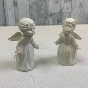 Vintage Girl Boy Kissing Molded Plastic Christmas Angel Collectible Figurines